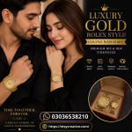 Luxury Gold Rolex Style Couple Watch Set | Premium His & Her Timepieces In Pakistan