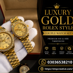 Luxury Gold Rolex Style Couple Watch Set | Premium His & Her Timepieces In Pakistan